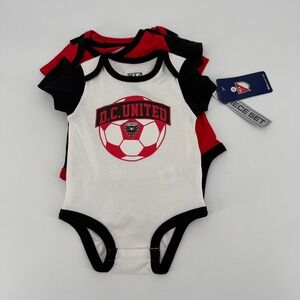MLS DC United Soccer Bodysuit 3 Piece Set‎ Unisex Kids 0-3M Red Black White